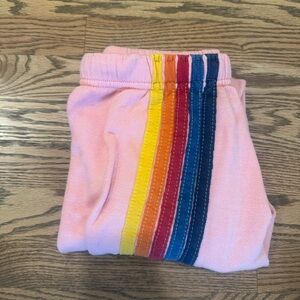 Light Pink Aviator Nation Sweatpants with Rainbow Stripes
